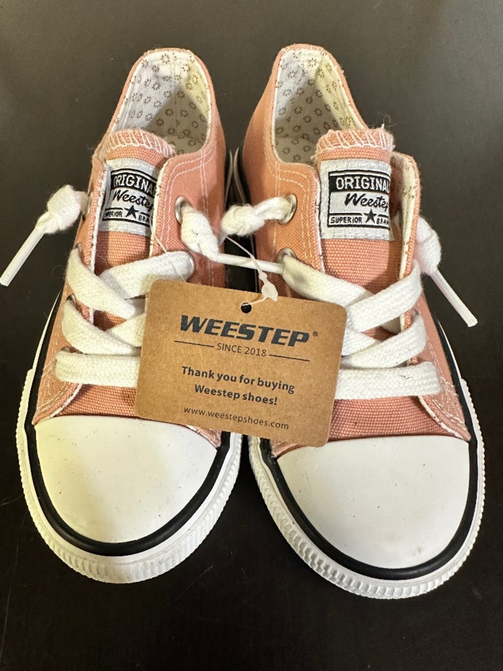 Weestep kids' canvas sneakers in a pinkish-salmon color, size 10
